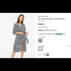 J Crew Navy tie waist dress new with tag